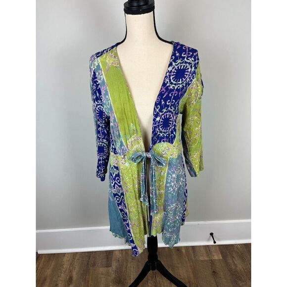 Soft Surroundings Tops - Soft Surroundings Tunic Geometric Print Boho Hippie Cardigan Tie Flowy Women's L